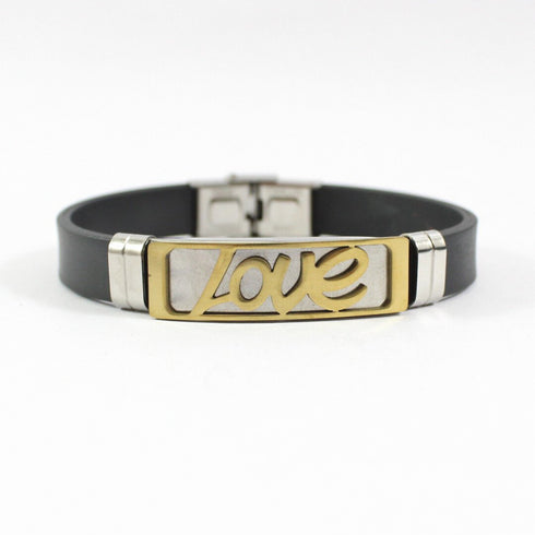 LOVE Black Leather Bracelet For Men